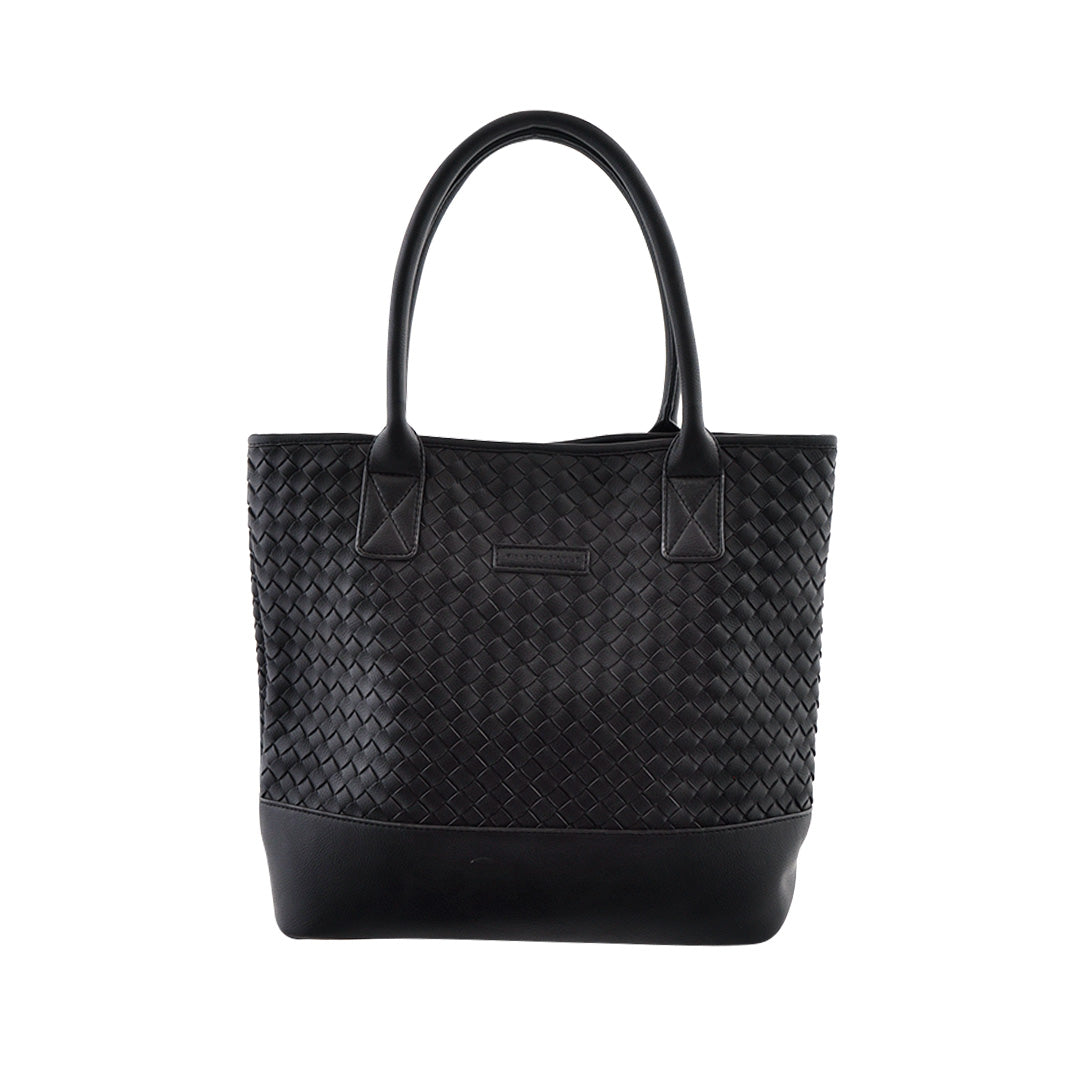 Black woven online tote