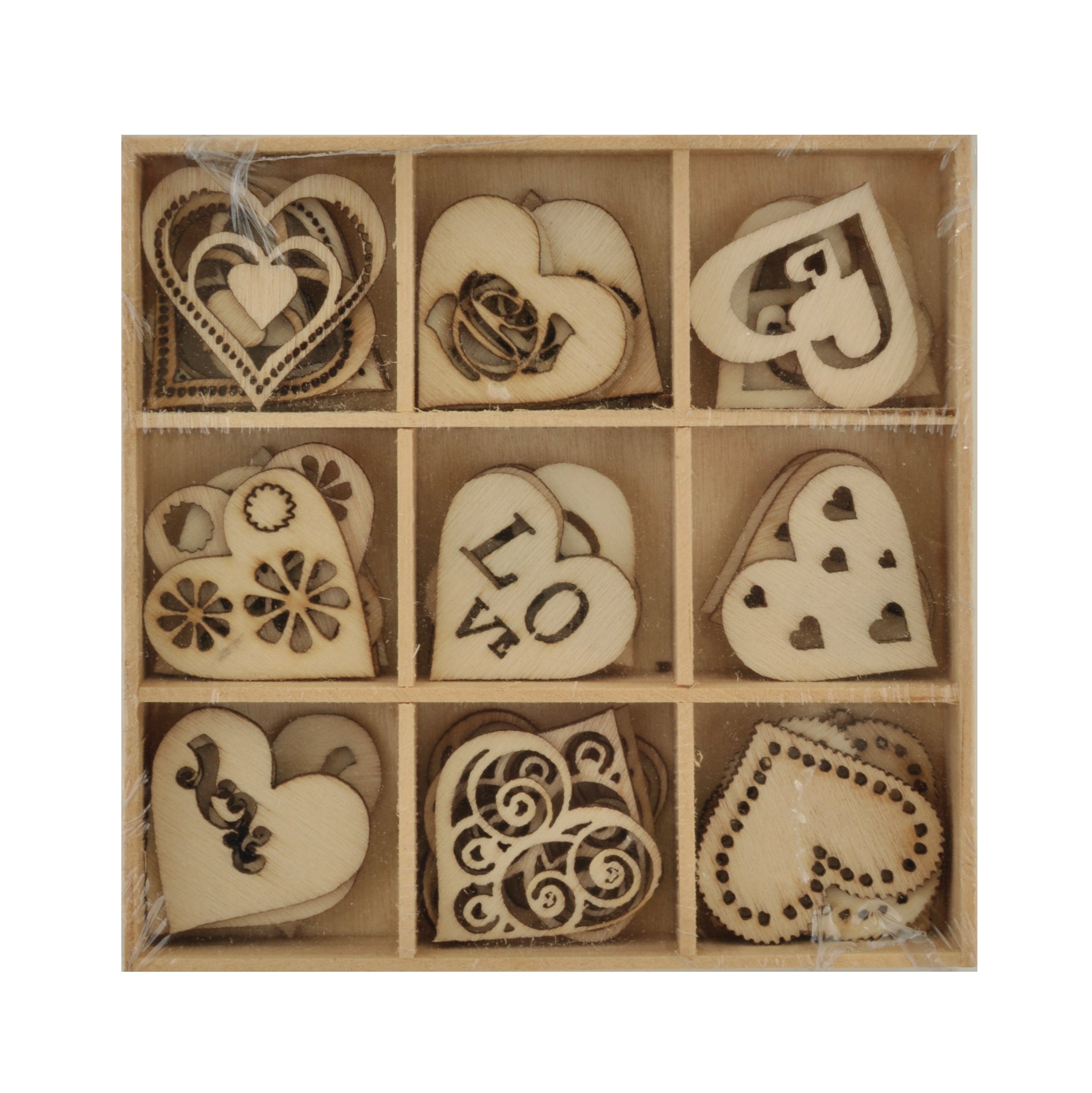 WOODEN SHAPES WEDDING, 45 PCS