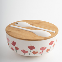 Bamboo Salad Bowl With Servers - Posies