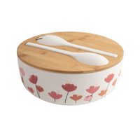 Bamboo Salad Bowl With Servers - Posies