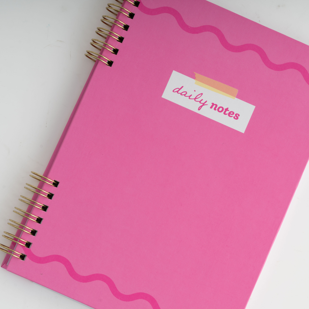 A5 Spiral Notebook - Magenta Squiggle