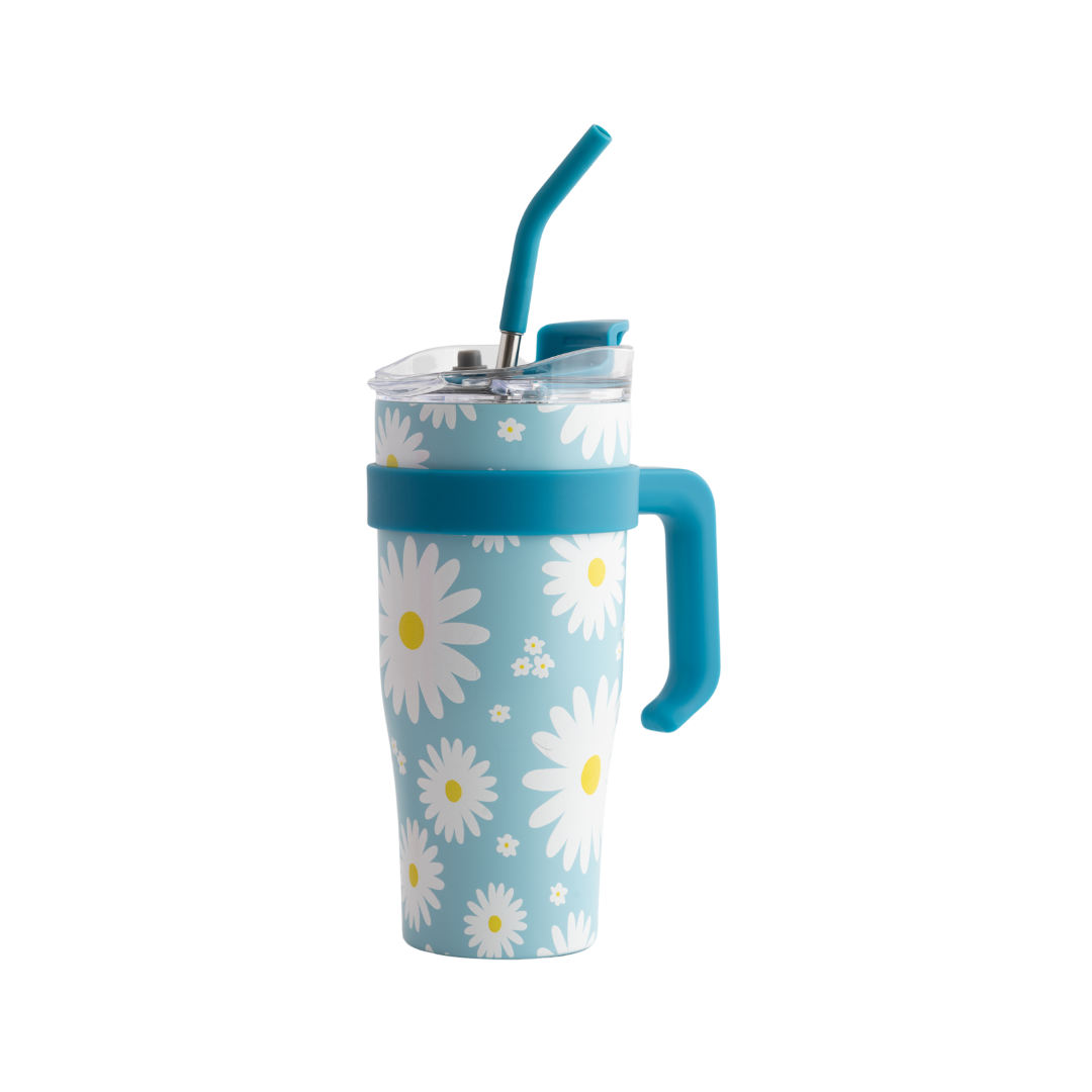 Travel Coffee Cup - Blue Daisy