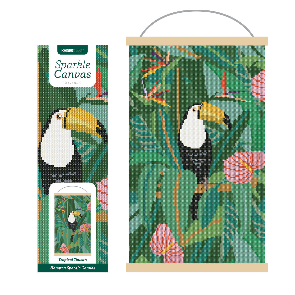 Sparkle Hanging Canvas 30x50cm - Tropical Toucan