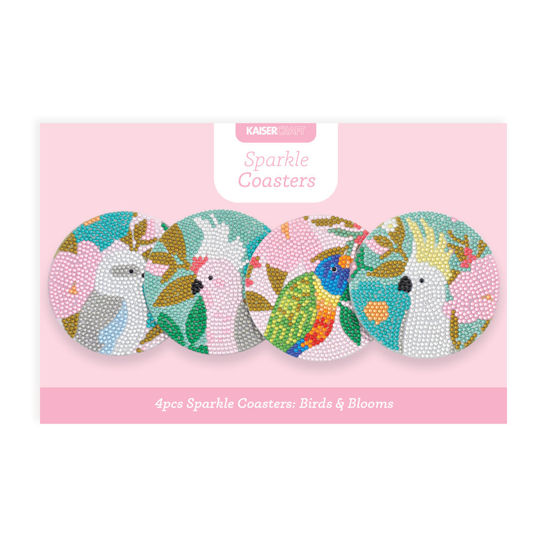 Sparkle 4Pk Coaster - Birds & Blooms