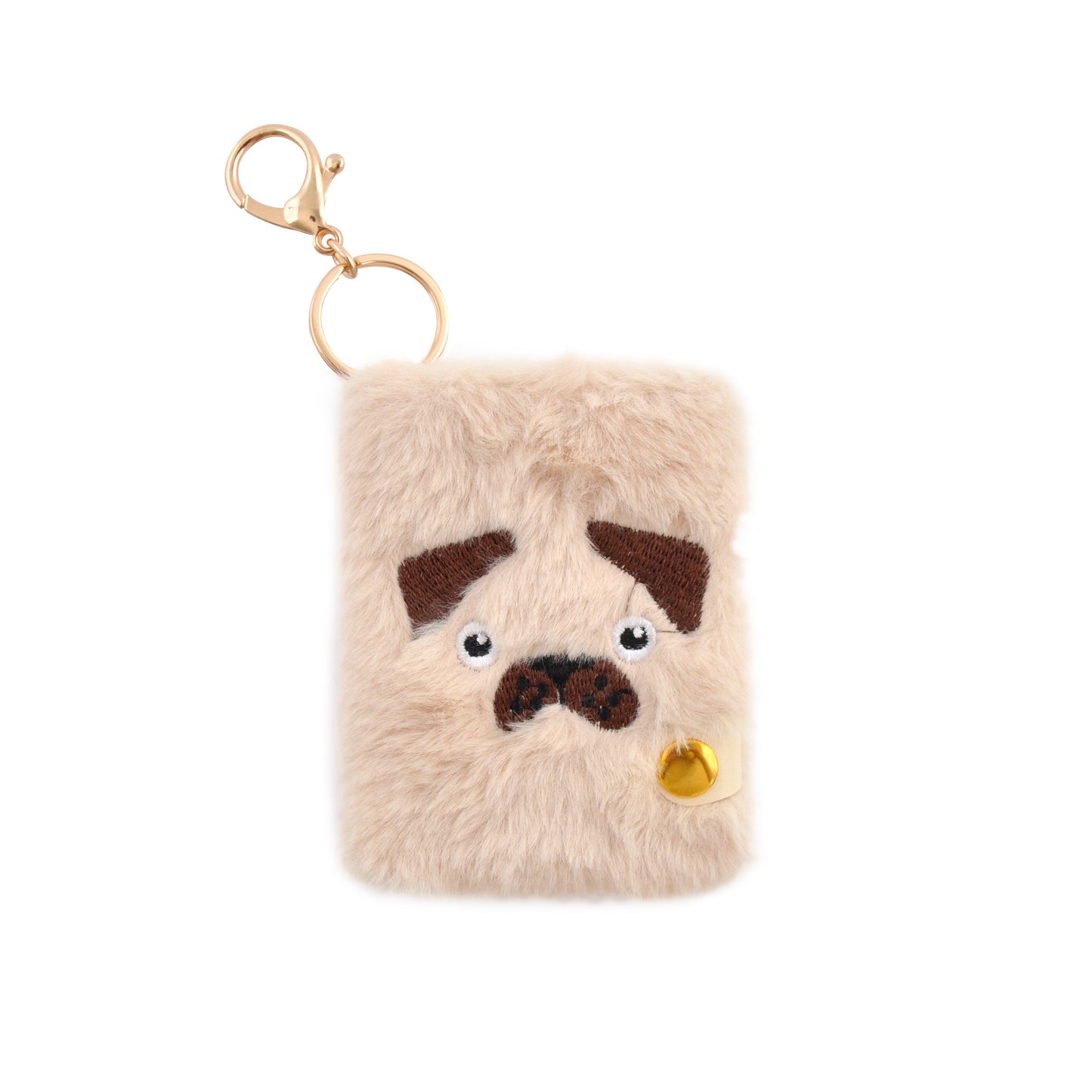 Novelty Fluffy Notebook Keyring - Pug