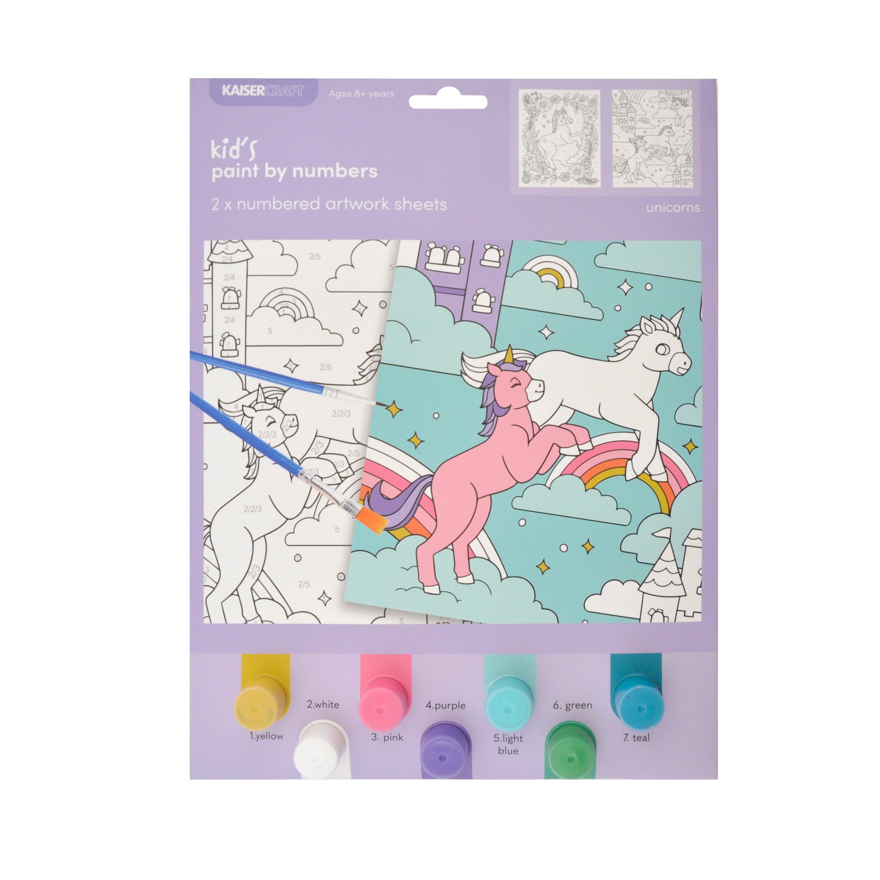 Paint By Numbers 2pk Sheets - Unicorns