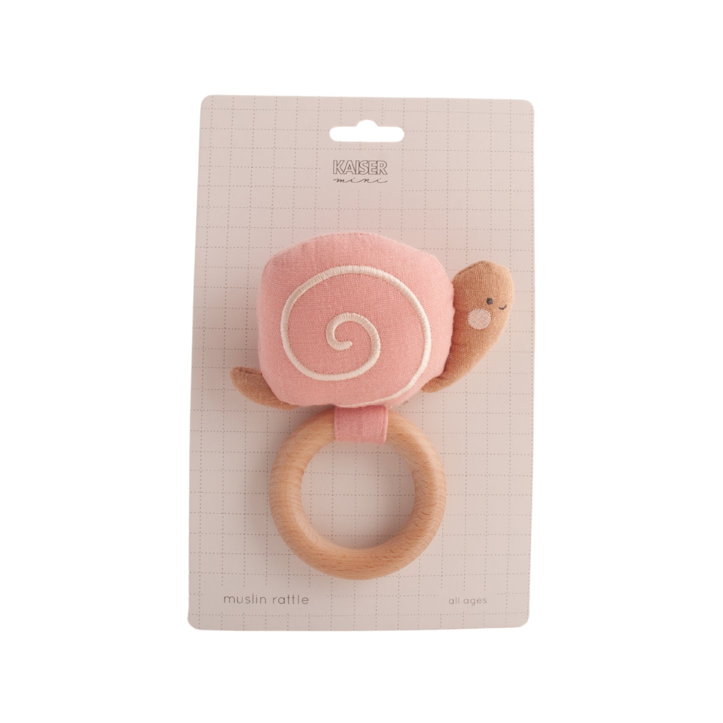 Baby Muslin Wooden Rattle - Snail