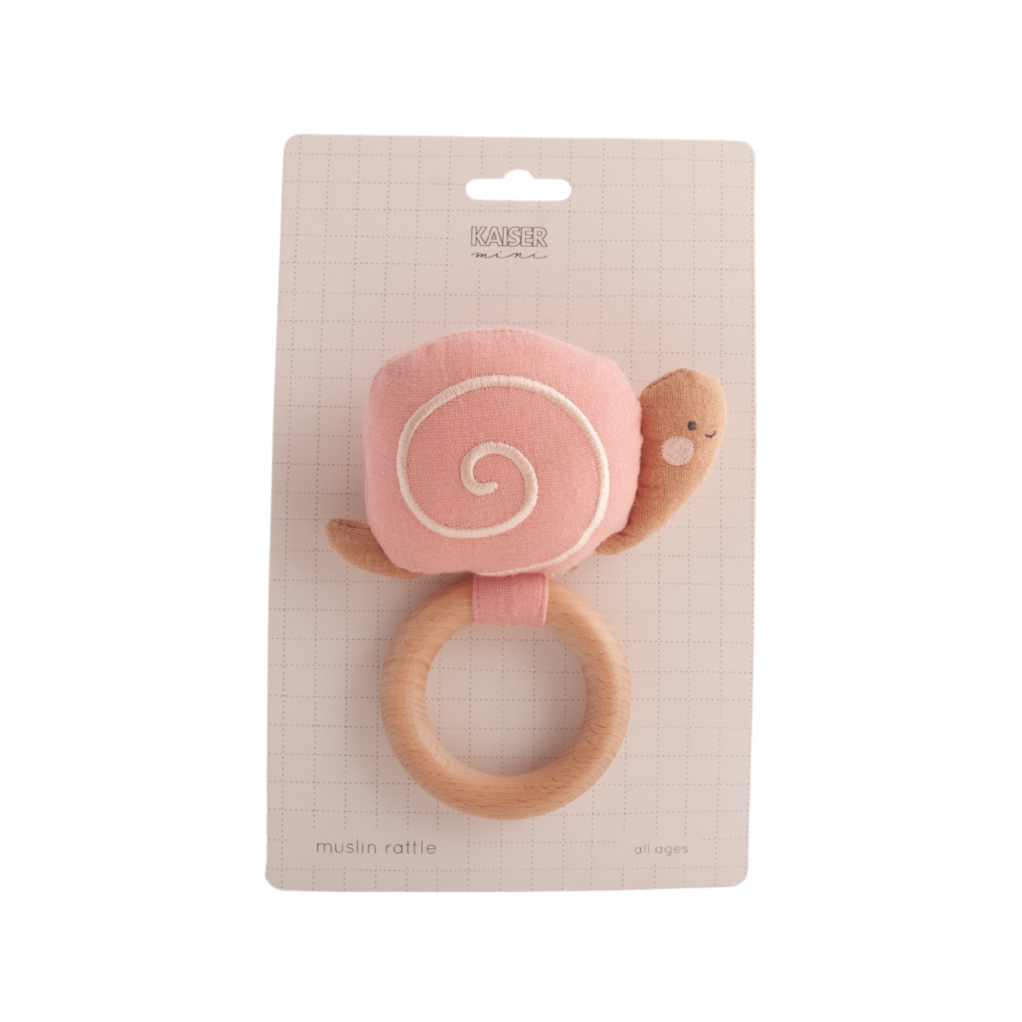 Baby Muslin Wooden Rattle - Snail