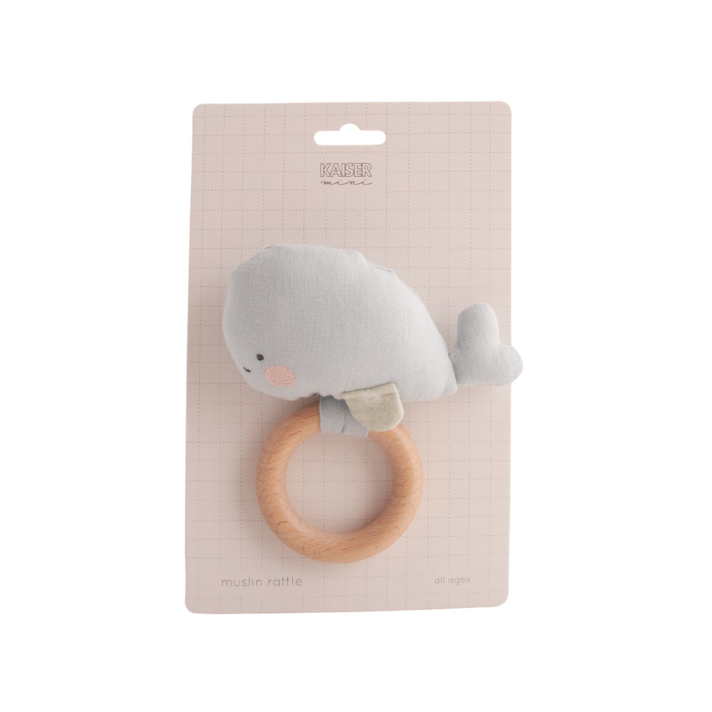 Baby Muslin Wooden Rattle - Whale