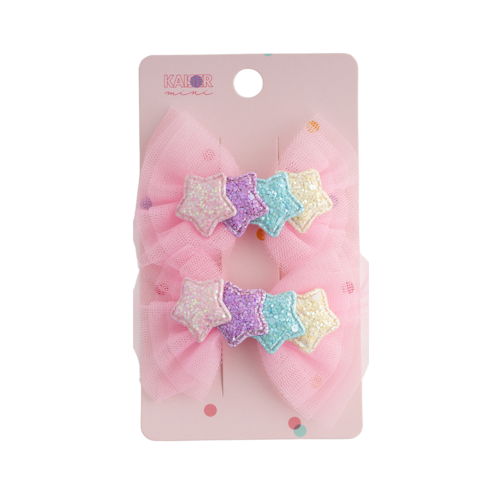 2Pk Bow Hair Clip Set - Pink