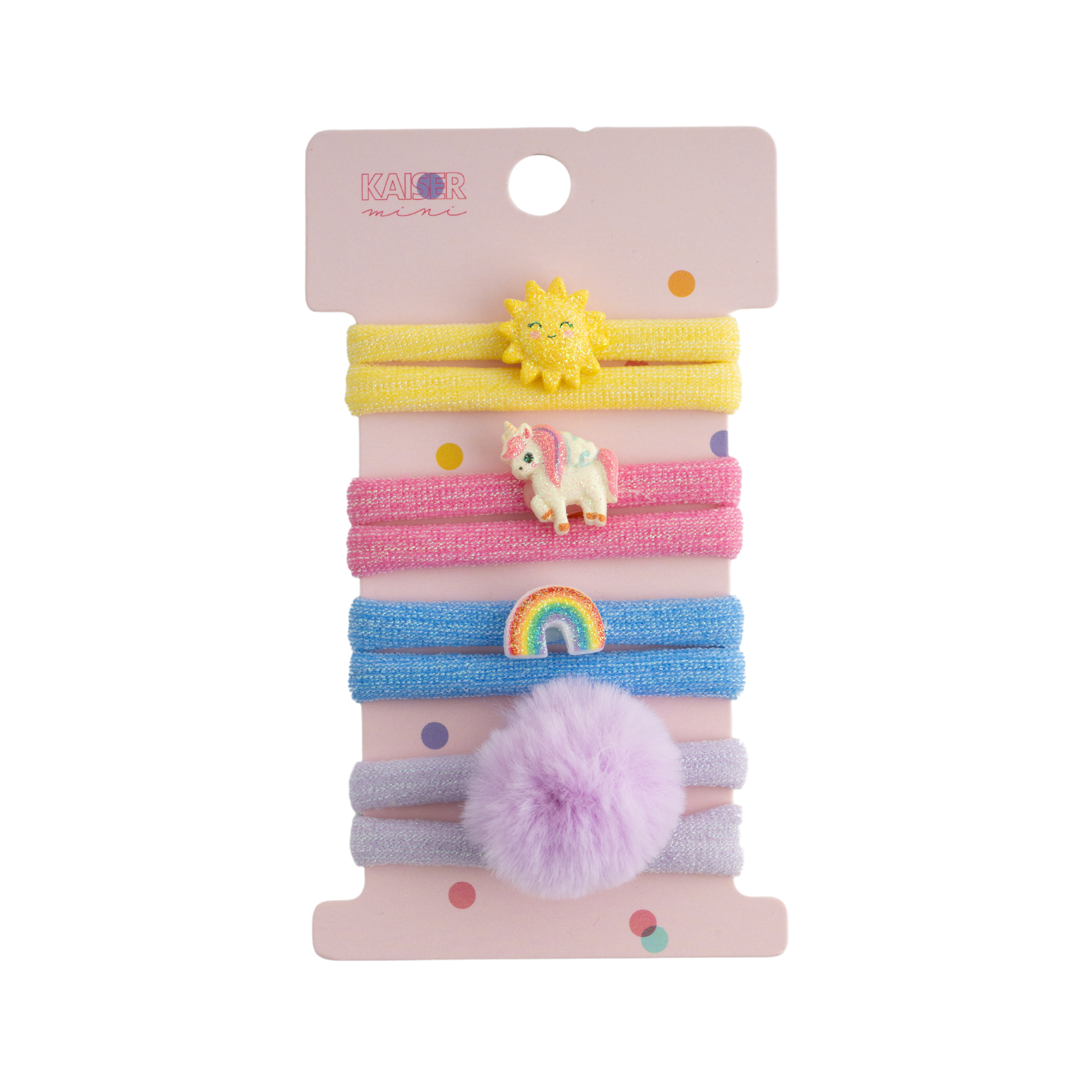 4Pk Novelty Flat Hair Tie Set - Sun