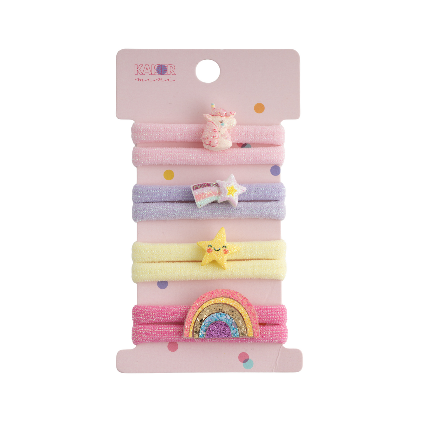 4Pk Novelty Flat Hair Tie Set - Rainbow