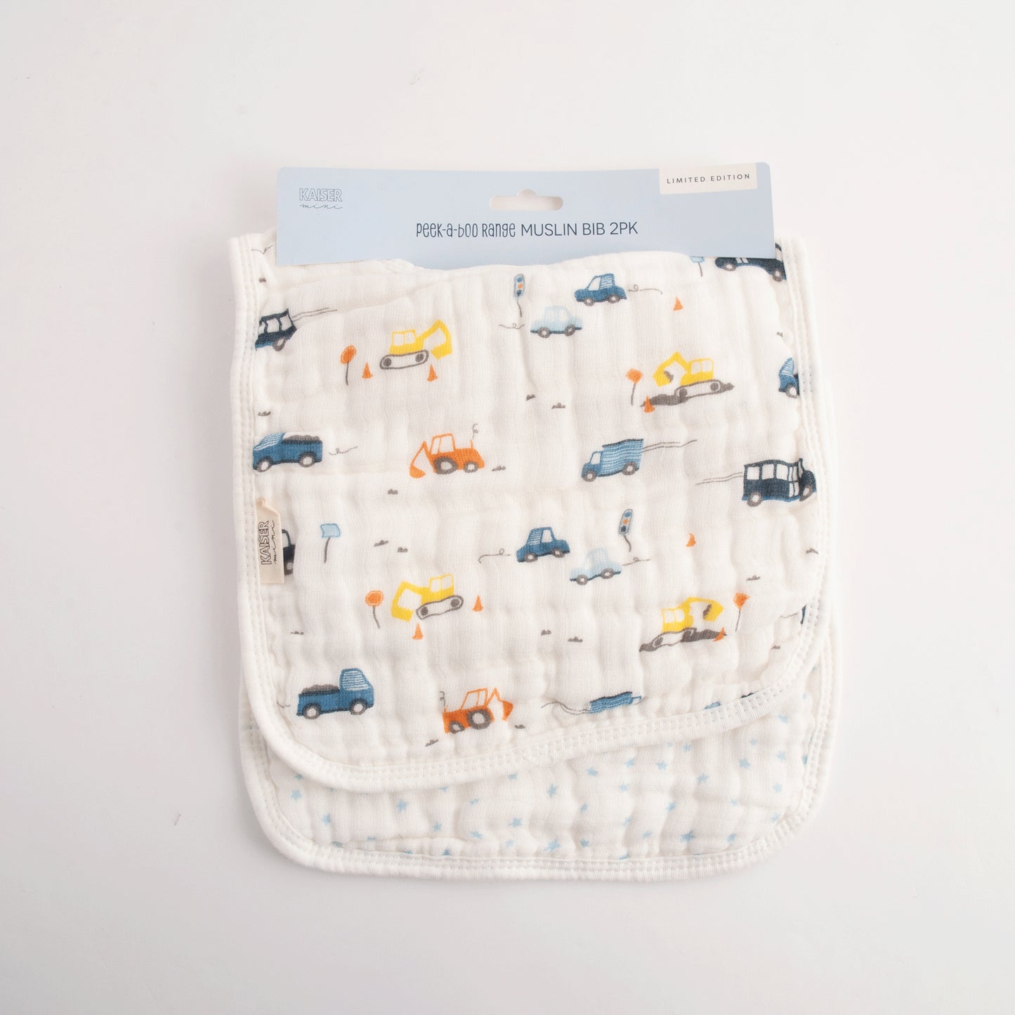 Baby 2pk Muslin Bib PB - CONSTRUCTION