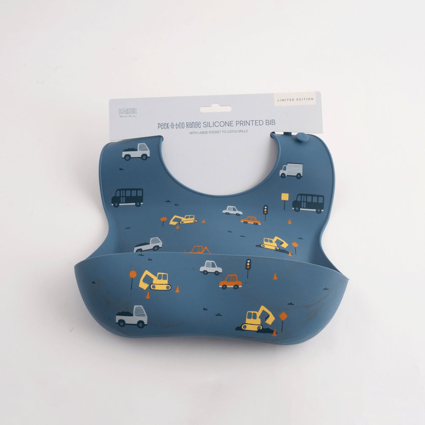 Baby Printed Silicone Bib PB - CONSTRUCTION