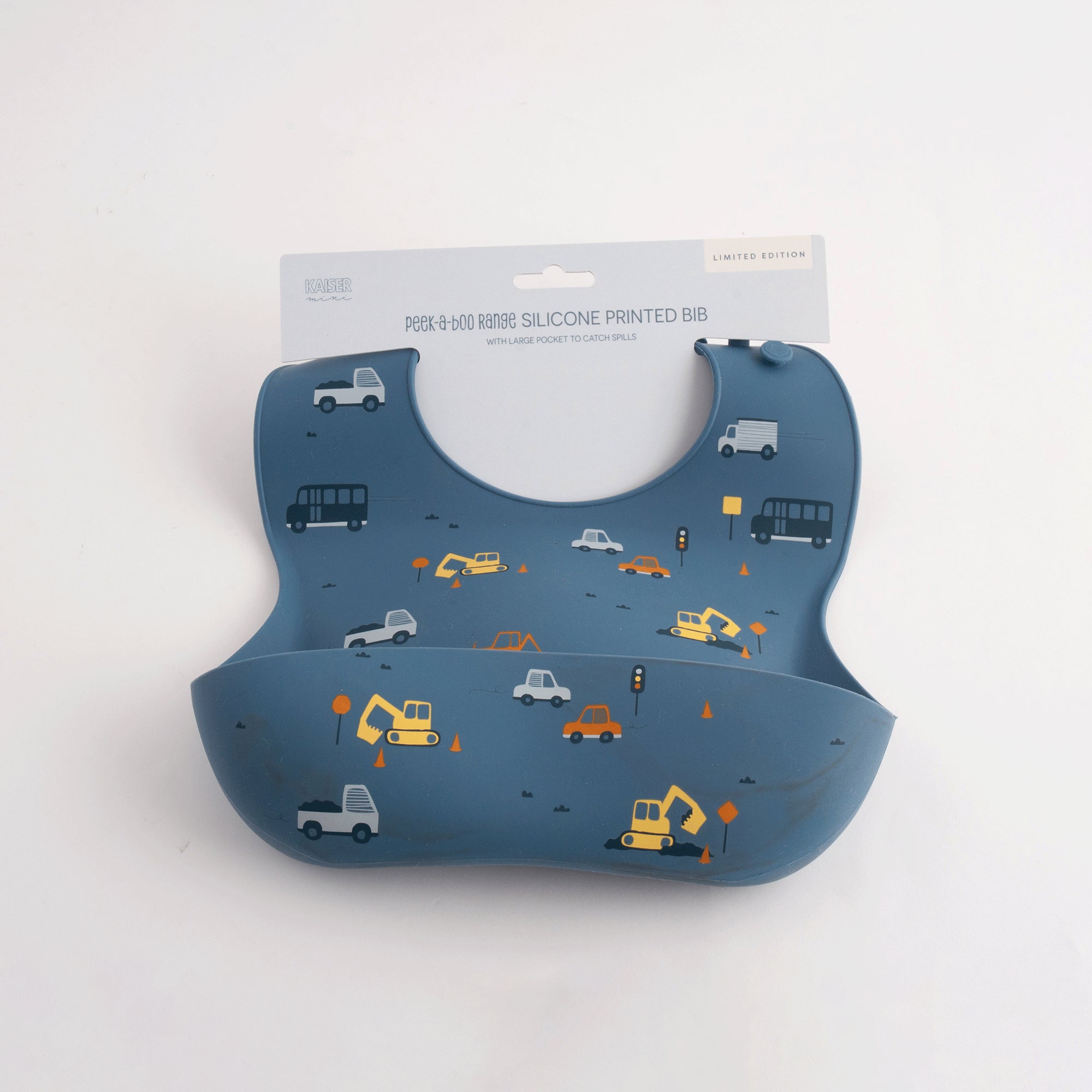 Baby Printed Silicone Bib PB - CONSTRUCTION