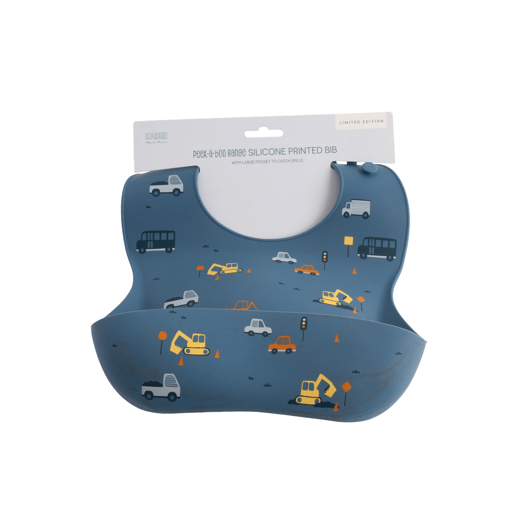 Baby Printed Silicone Bib PB - CONSTRUCTION