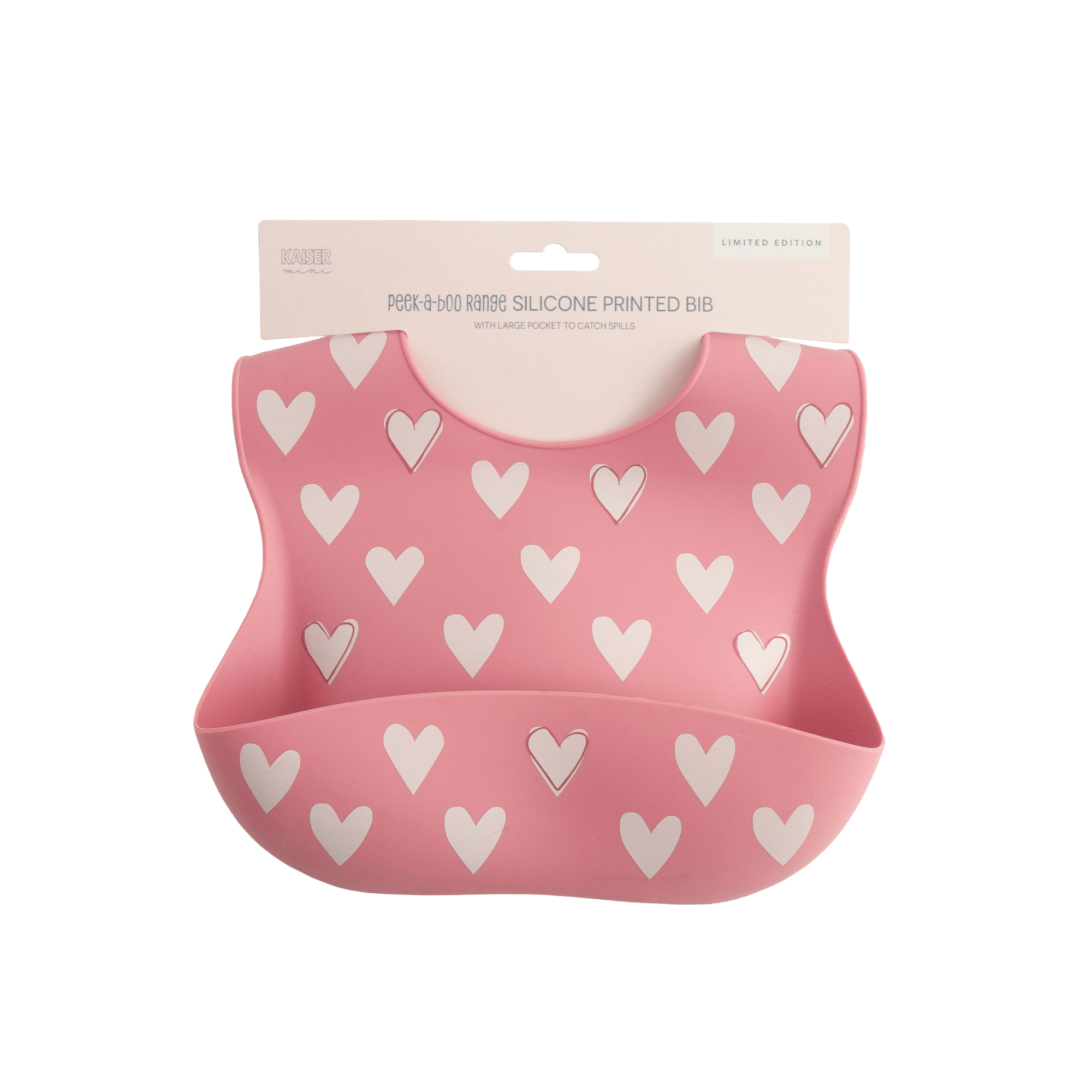 Baby Printed Silicone Bib PB - HEARTS