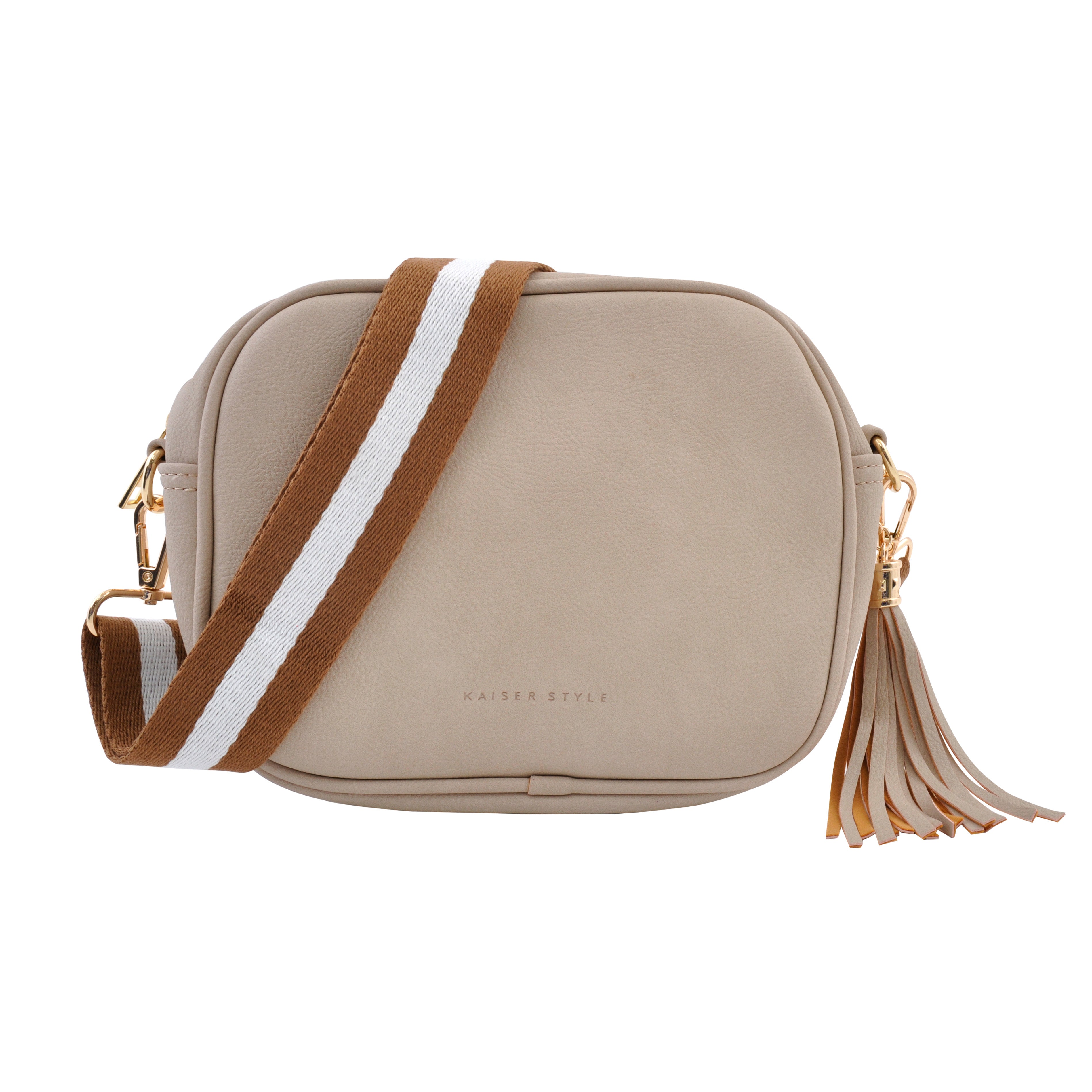 PU Textured Strap Side Bag - BEIGE