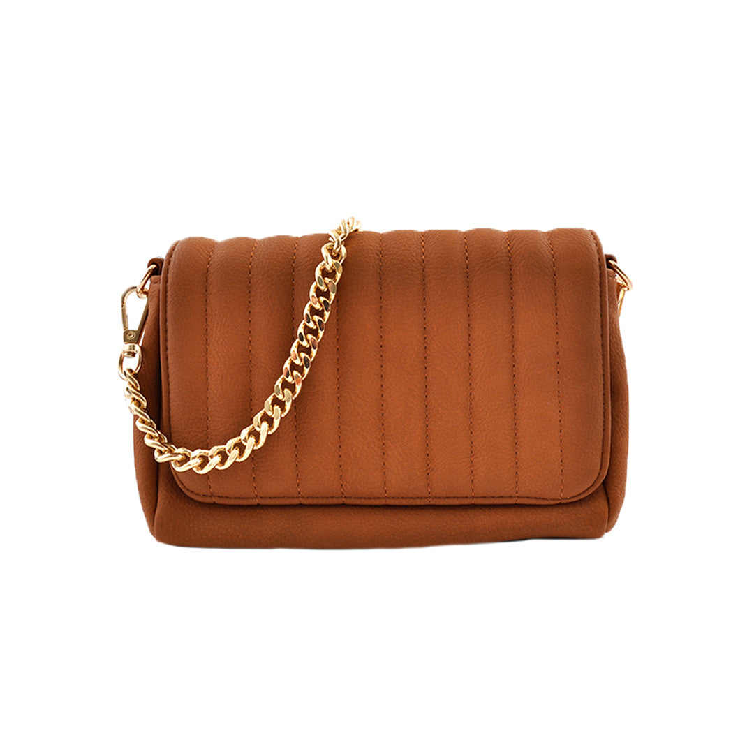 PU Textured Side Bag - Tan