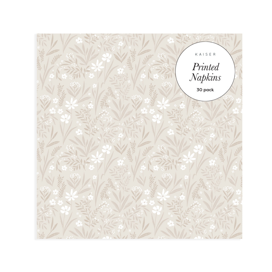 Printed Napkin 30Pk - Beige Floral