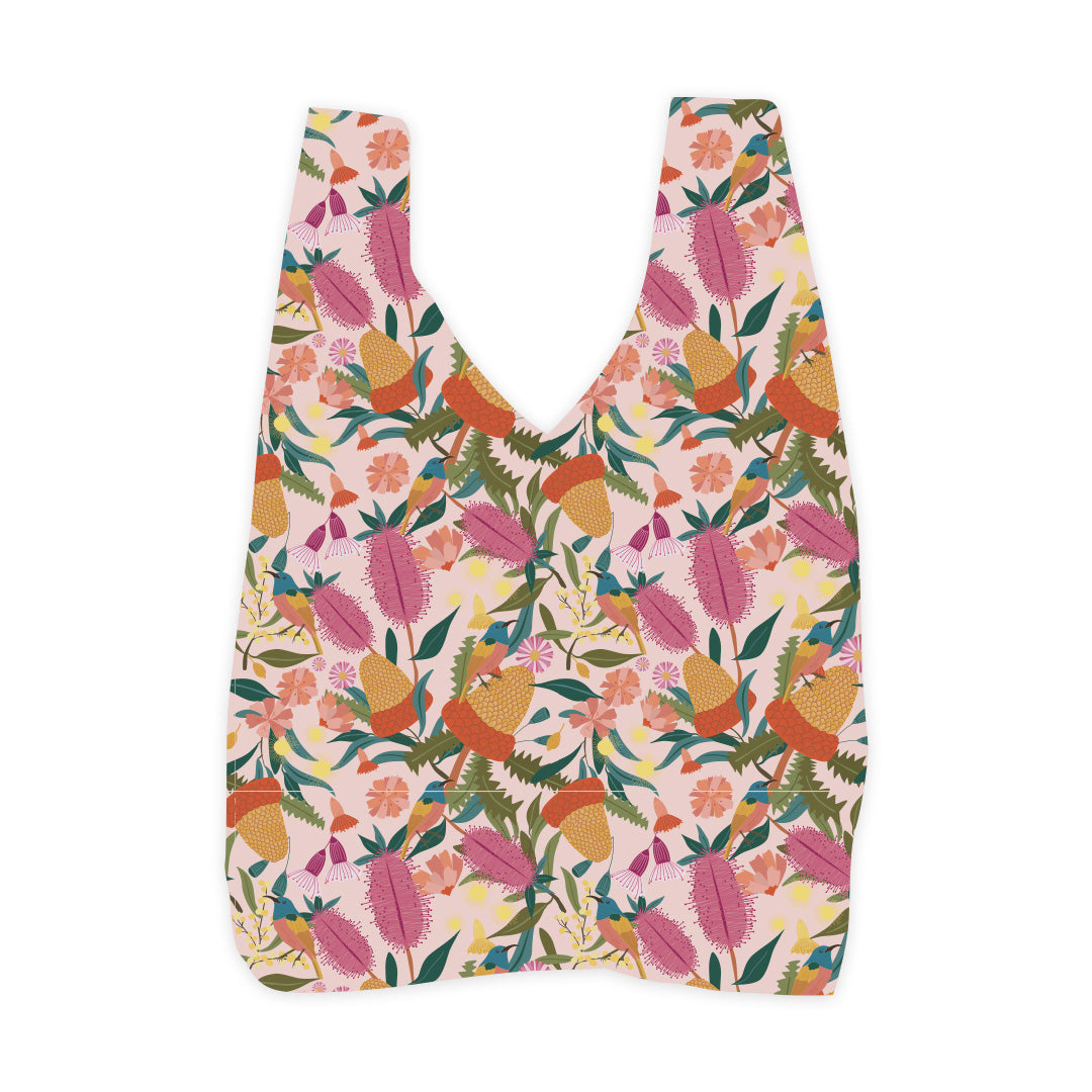 Large Reusable Tote - Garden Bloom Pink