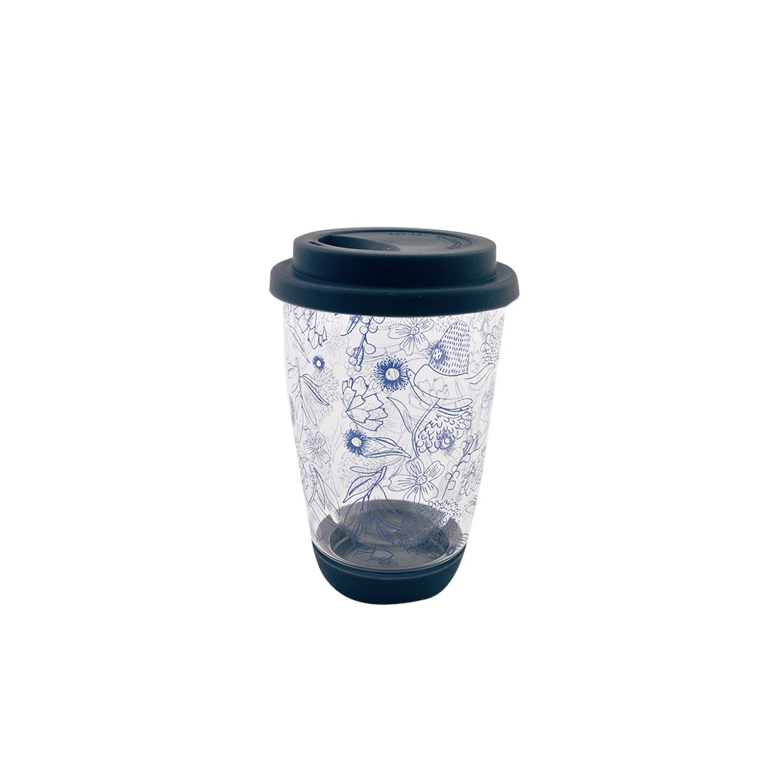 Printed Glass Travel Mug - Etched Floral