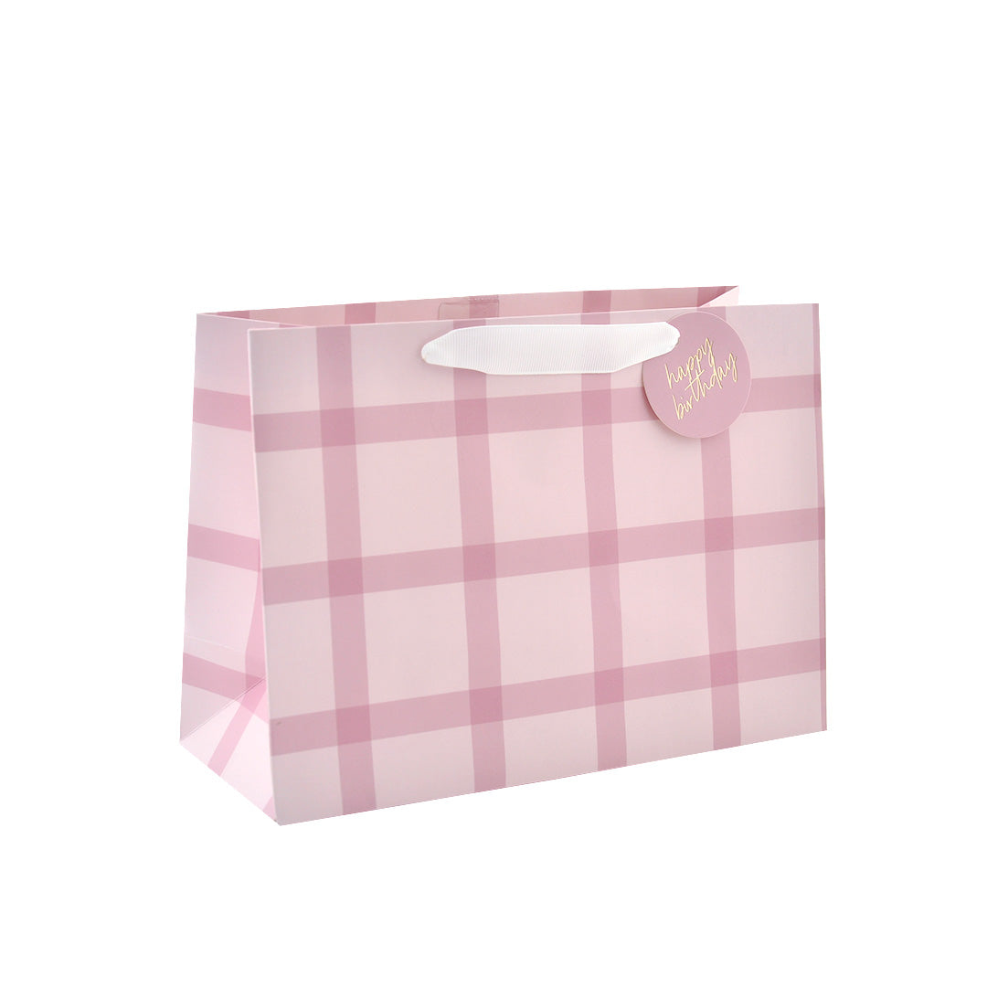 Med Gift Bag - Pink Check