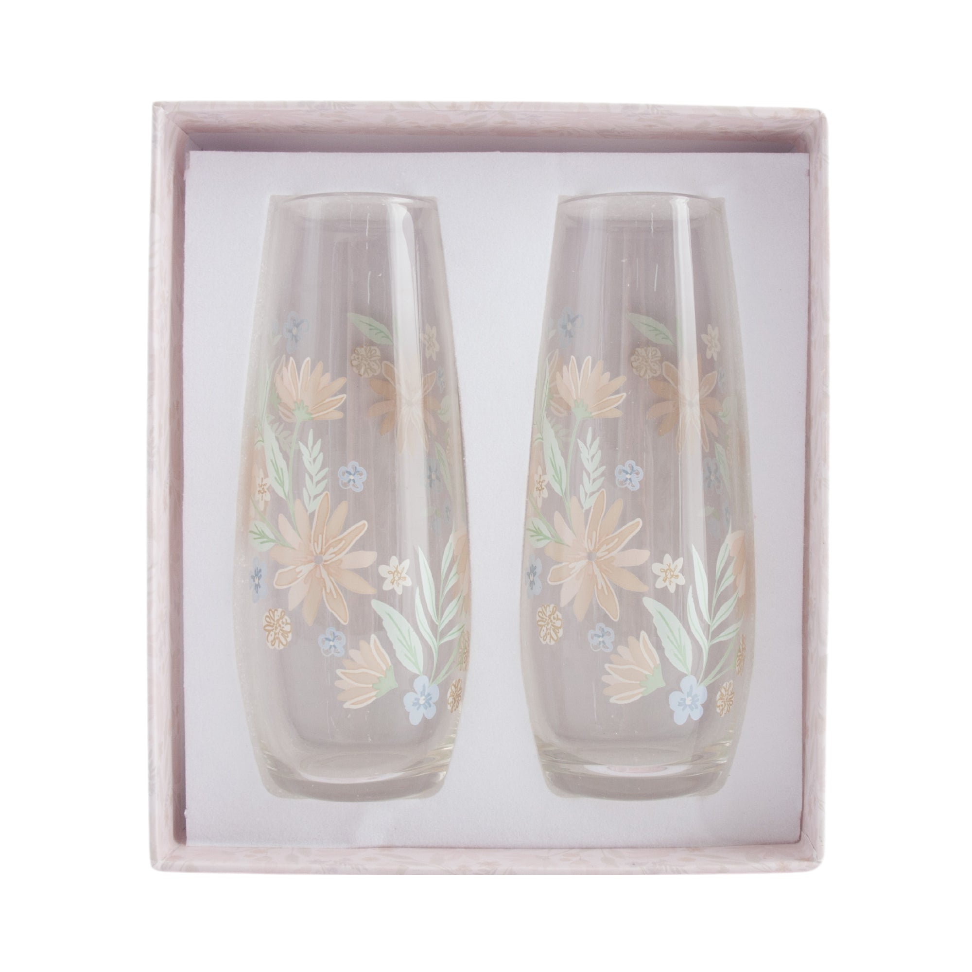 Printed Stemless Drinking Flute - Blushing Floral