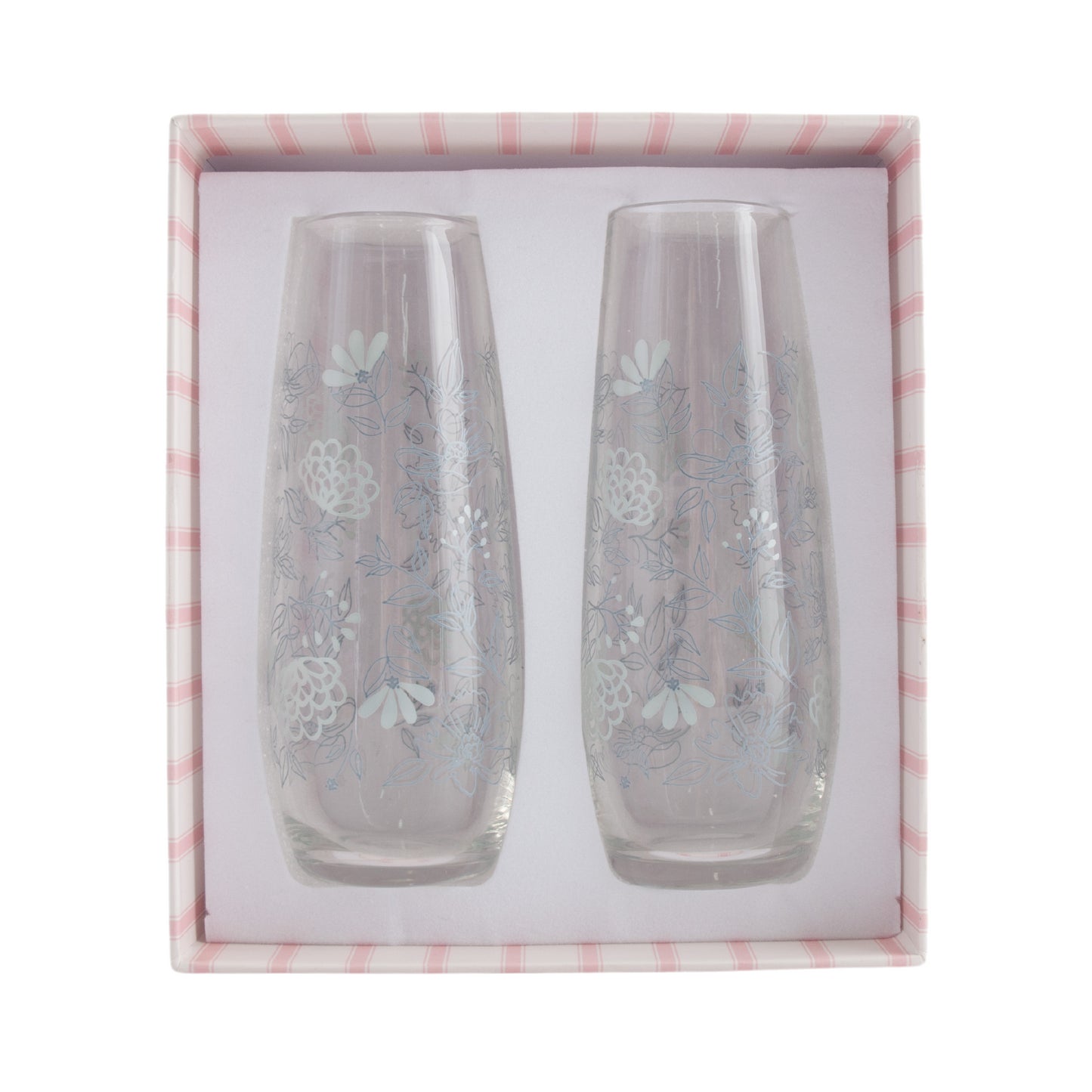 Printed Stemless Drinking Flute - Delicate Floral