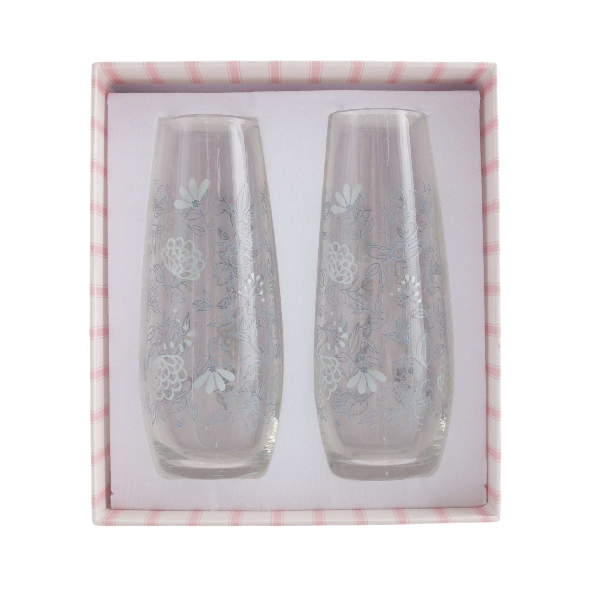 Printed Stemless Drinking Flute - Delicate Floral