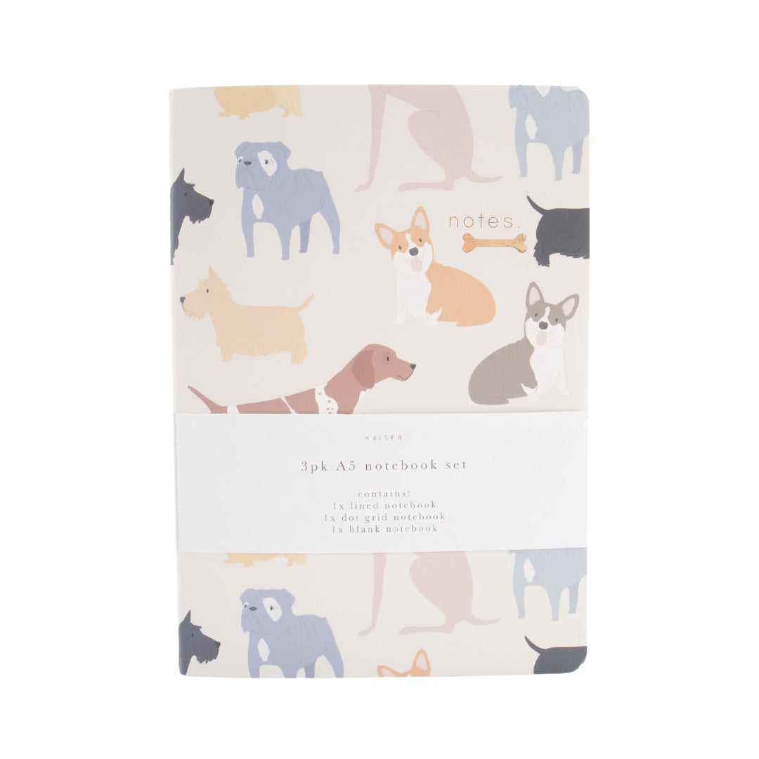 3Pk A5 Notebook Set - Pawfect Pups