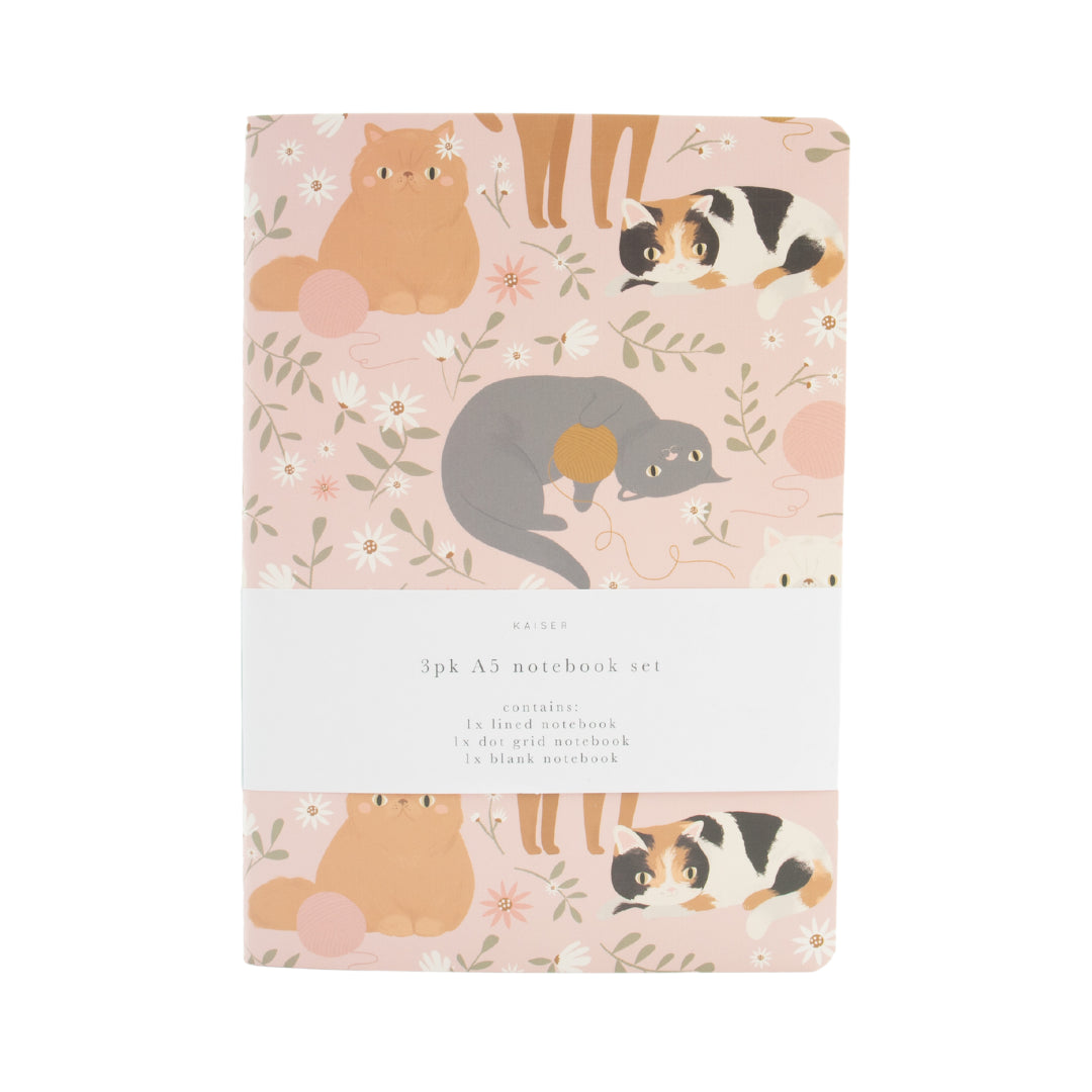 3Pk A5 Notebook Set - Cute Cats