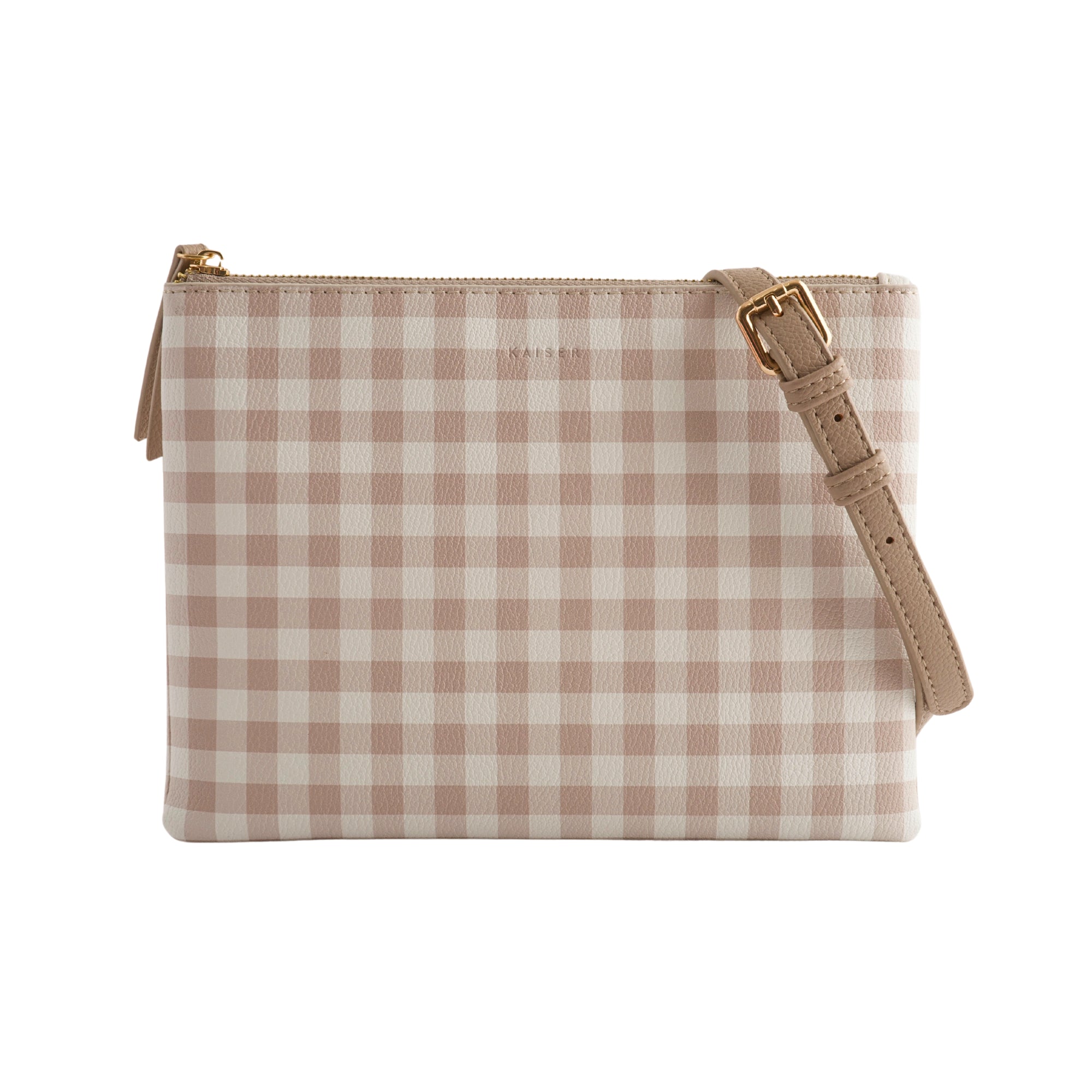 Rectangle Shoulder Bag - Latte Gingham