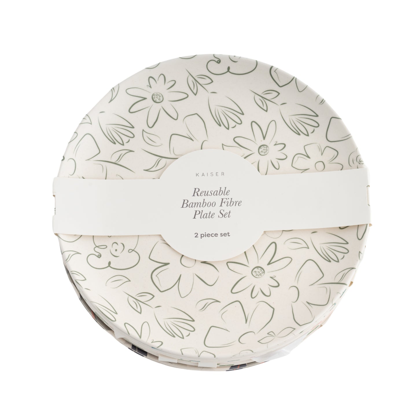 2Pk Bamboo Plate - Posy Outlined