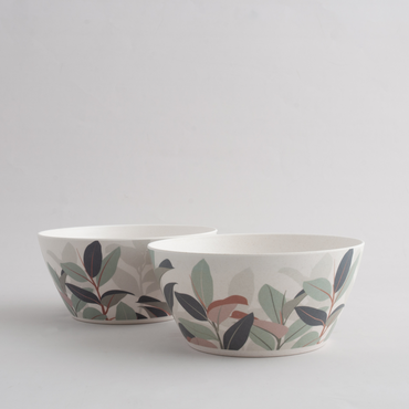 2Pk Bamboo Bowl - Tropic Leaves