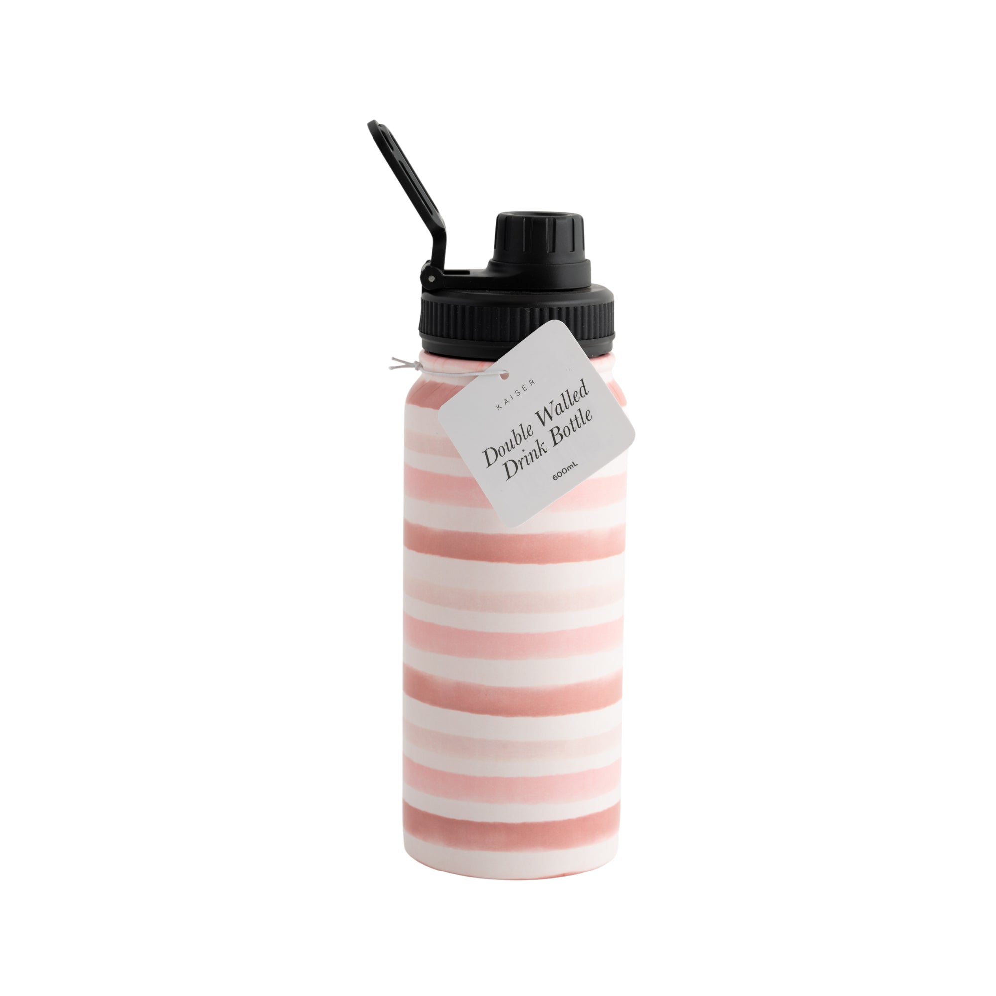 Insulated Drink Bottle 600Ml - Pink Stripe