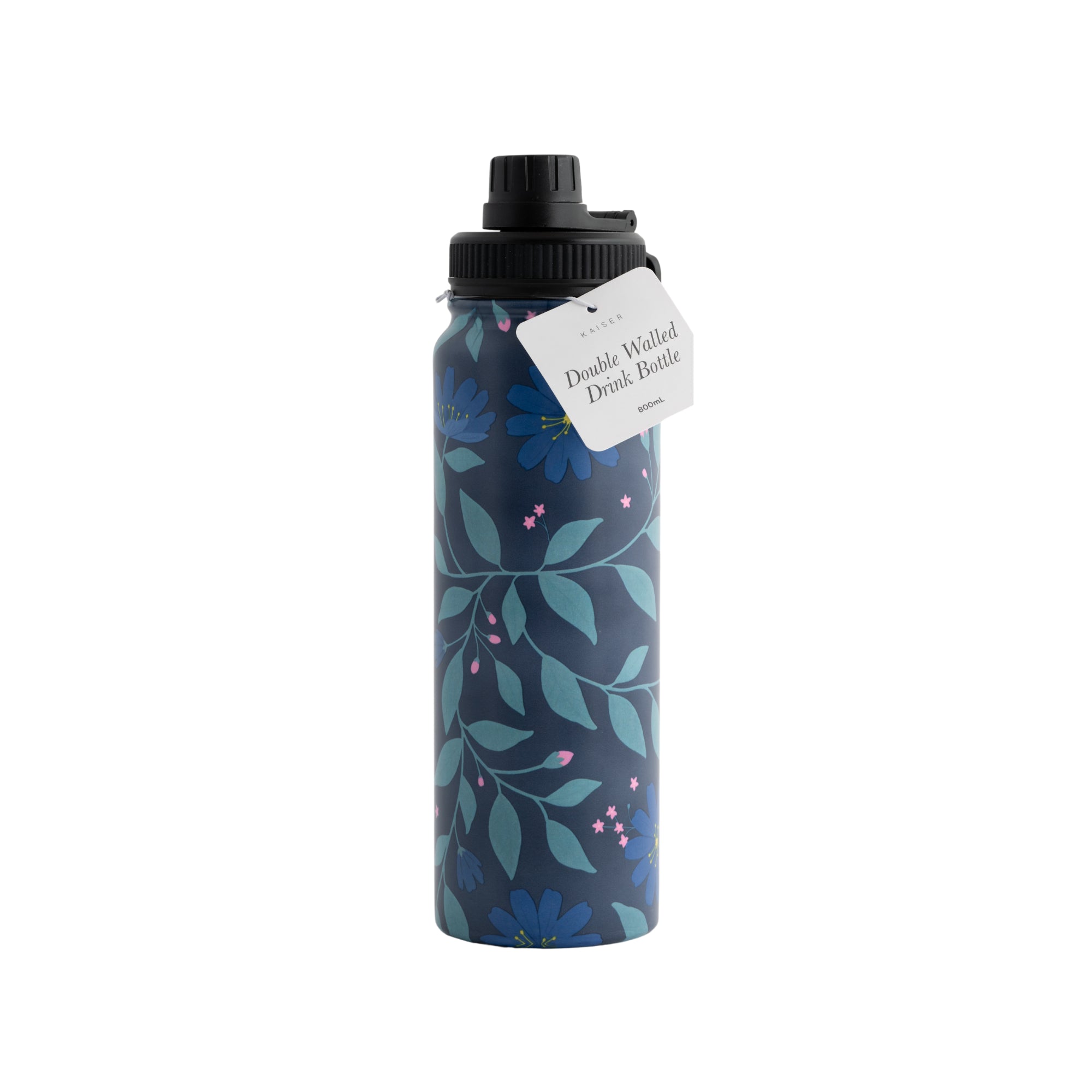 Insulated Drink Bottle 800Ml - Midnight Flower