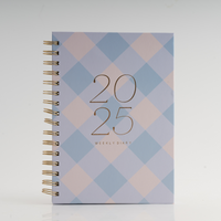 2025 A5 Weekly Spiral Diary - Gingham