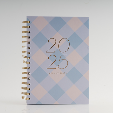 2025 A5 Weekly Spiral Diary - Gingham