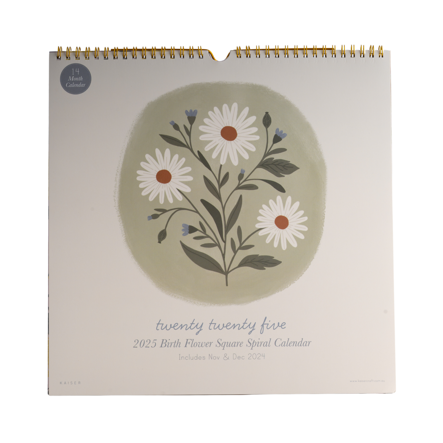 2025 Sq Spiral Calendar - Birth Flower