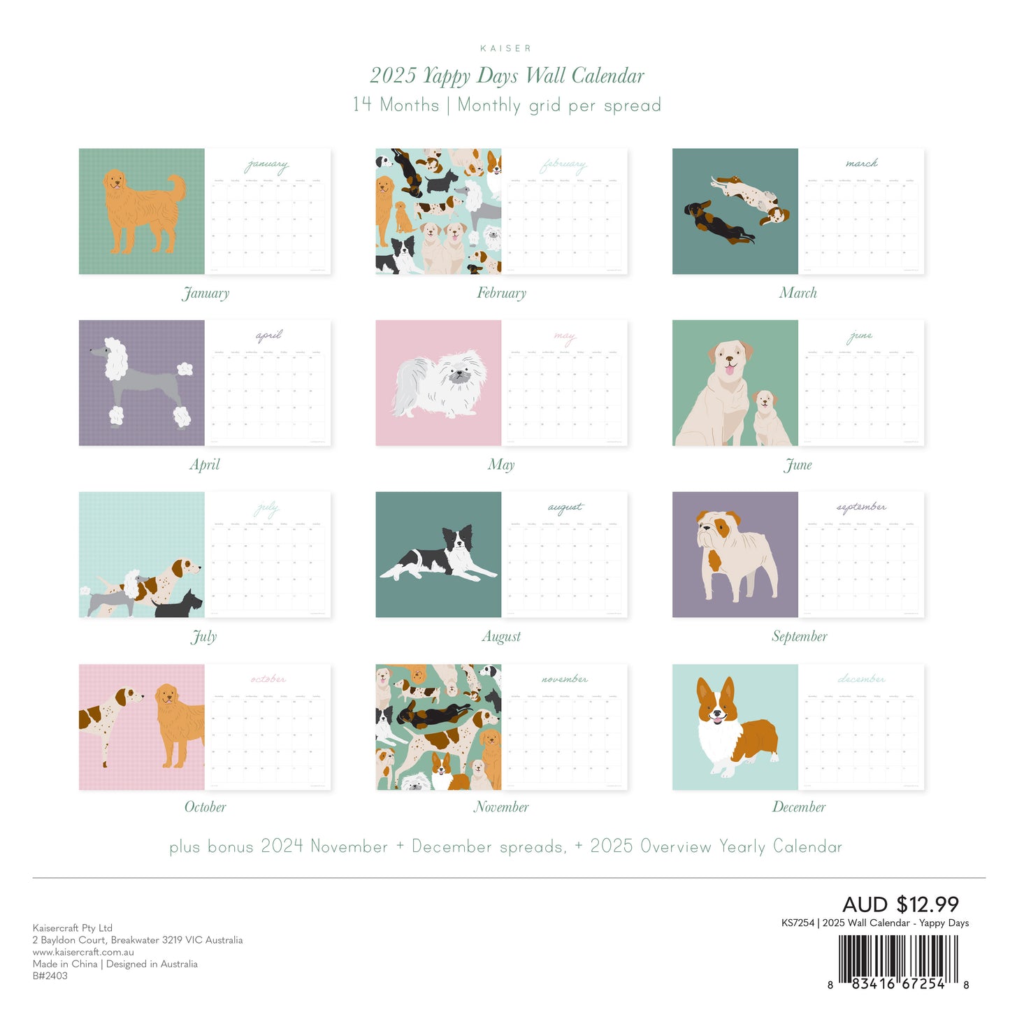 2025 Wall Calendar - Yappy Days