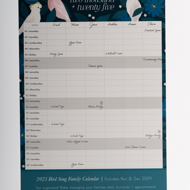 2025 Family Calendar - Birdsong