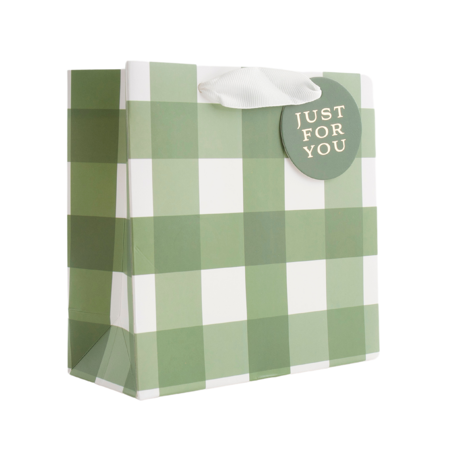 Christmas Small Sq Gift Bag - Green Gingham