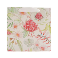 Christmas Small Sq Gift Bag - Waratah