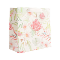 Christmas Small Sq Gift Bag - Waratah