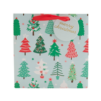 Christmas Small Sq Gift Bag - Festive Trees