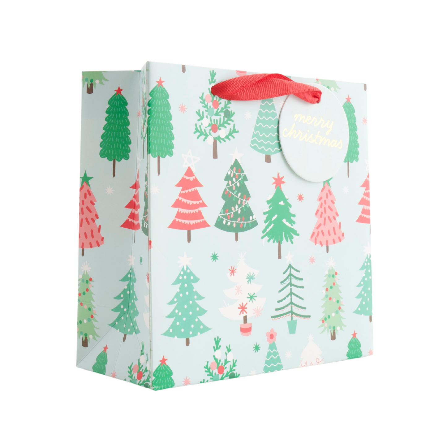 Christmas Small Sq Gift Bag - Festive Trees