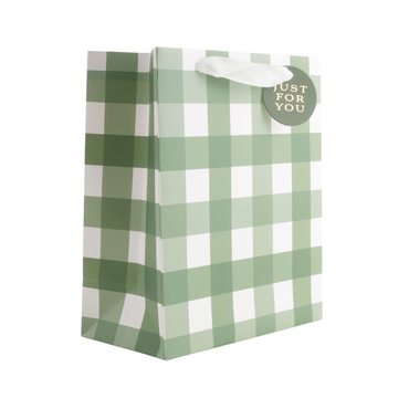 Christmas Small Gift Bag - Green Gingham