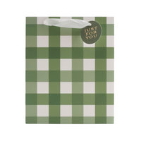 Christmas Small Gift Bag - Green Gingham