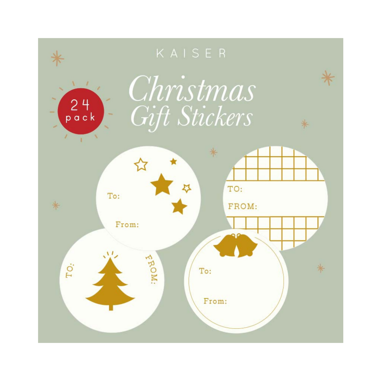 Christmas Wrap Stickers - Gold Christmas